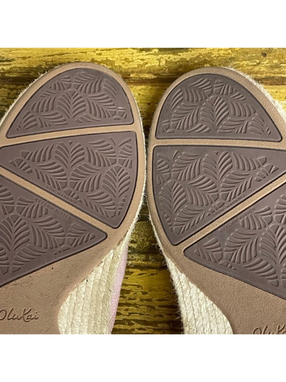 Olukai Kaula Pa'a Kapa Linen Espadrilles Pink Sz 10 Flats Slip On - Picture 9 of 10